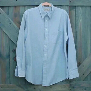 Bill Blass Mens Light Blue Button-down Shirt Size 16 1/2 Large Blended Oxford